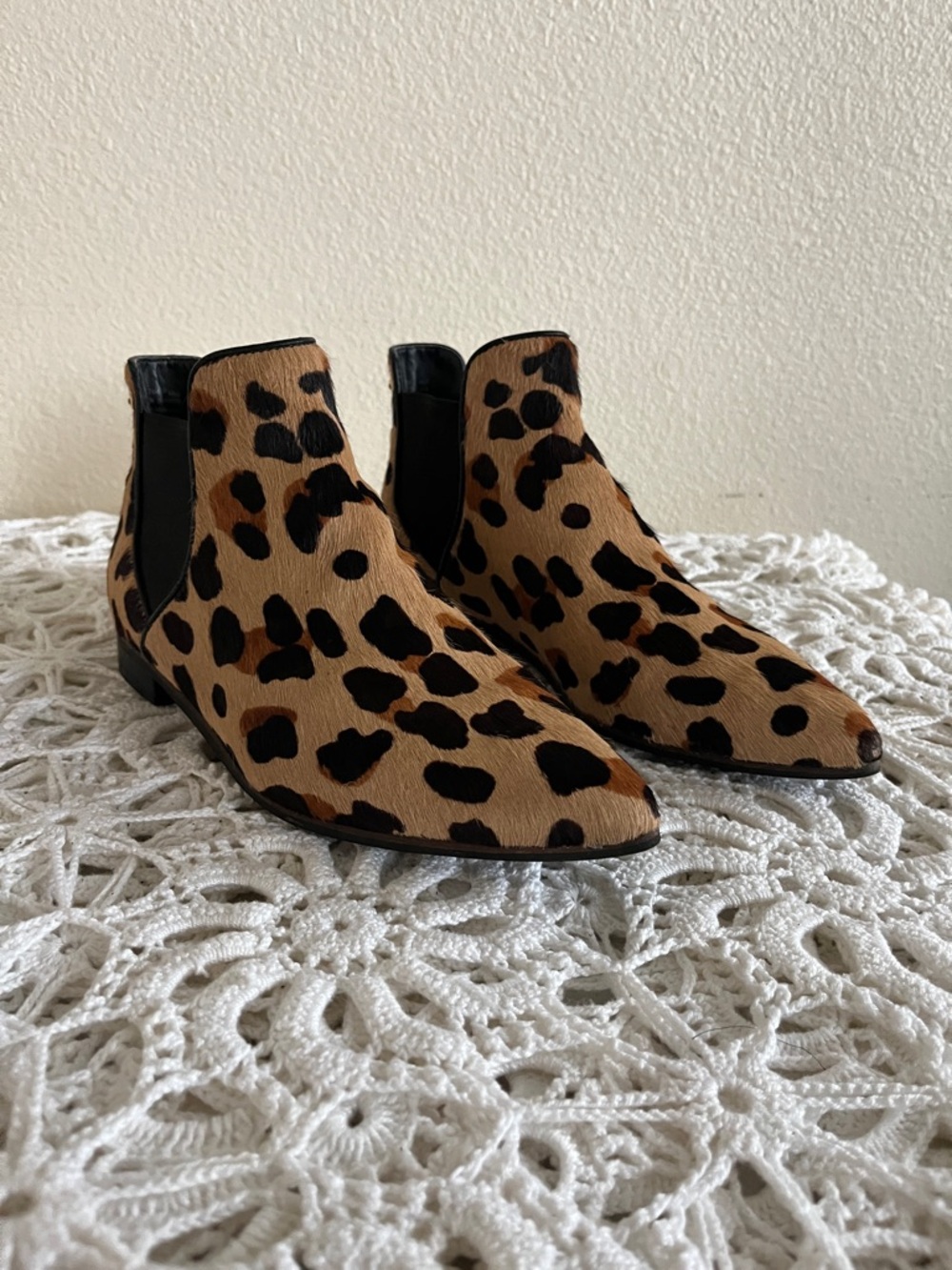 Cole Haan Leopard Print Chelsea Ankle Boots - Tan & Black